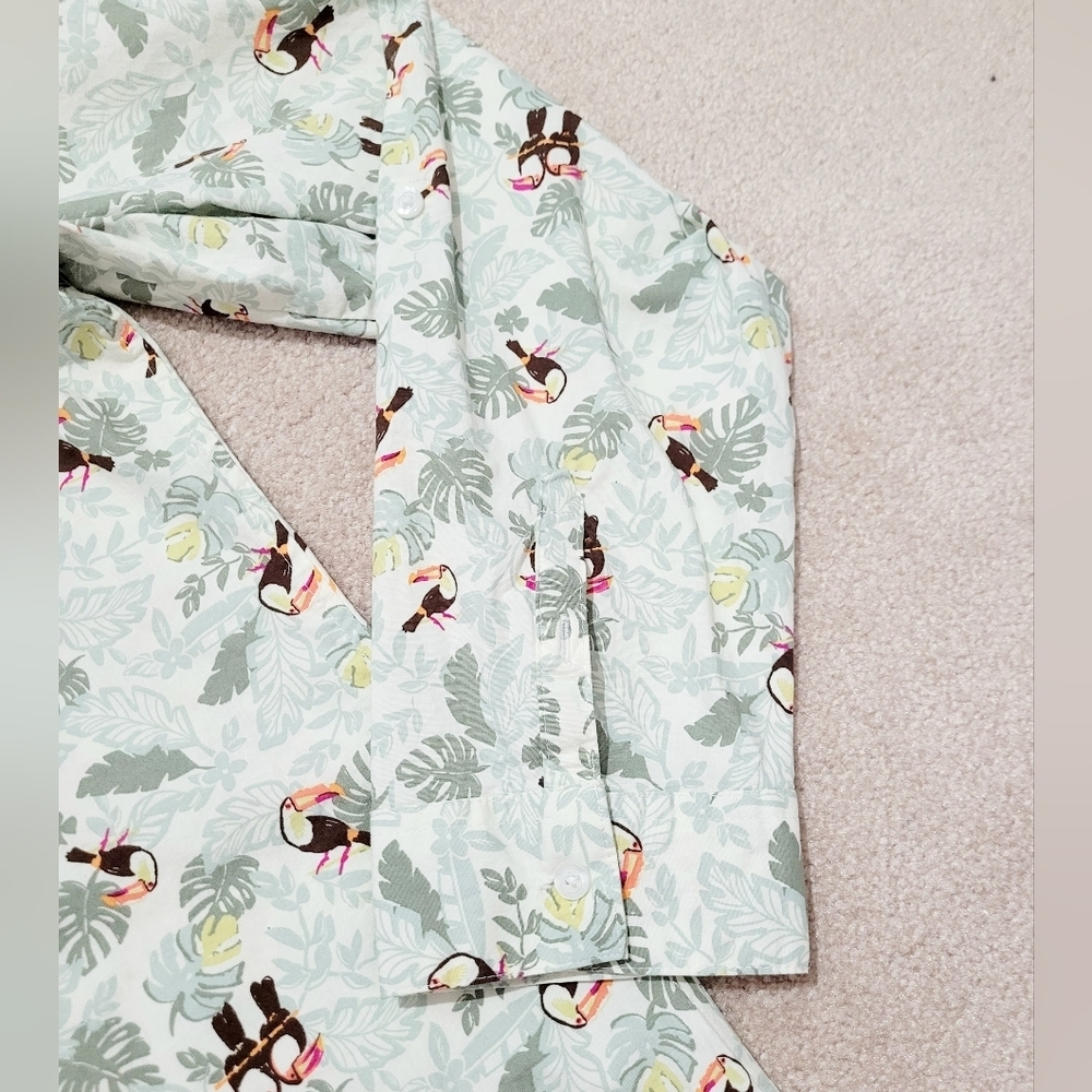 Croft & Barrow Toucan Print Button-Front Shirt Woman Plus SZ XXL Tropical Leaf - Picture 8 of 14